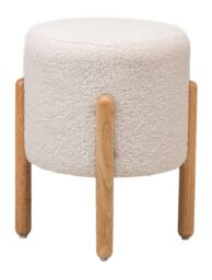 Nordlys Brown Wooden Base Living Room Pouf in White