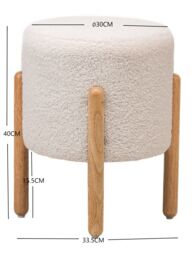 Nordlys Brown Wooden Base Living Room Pouf in White - thumbnail 5