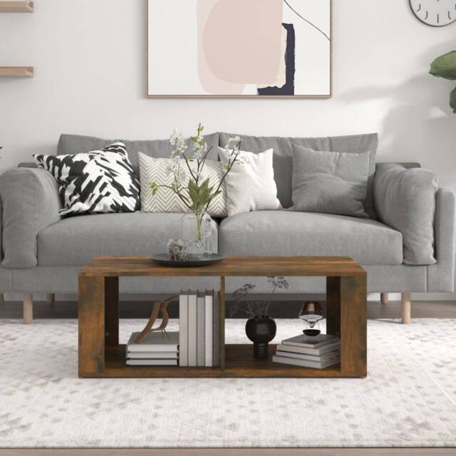 Berkfield Home Modern Coffee Table Smoked Oak 100x50x36 cm Engineered Wood in Brown - Size: 100 x 50 x 36 cm - image 1