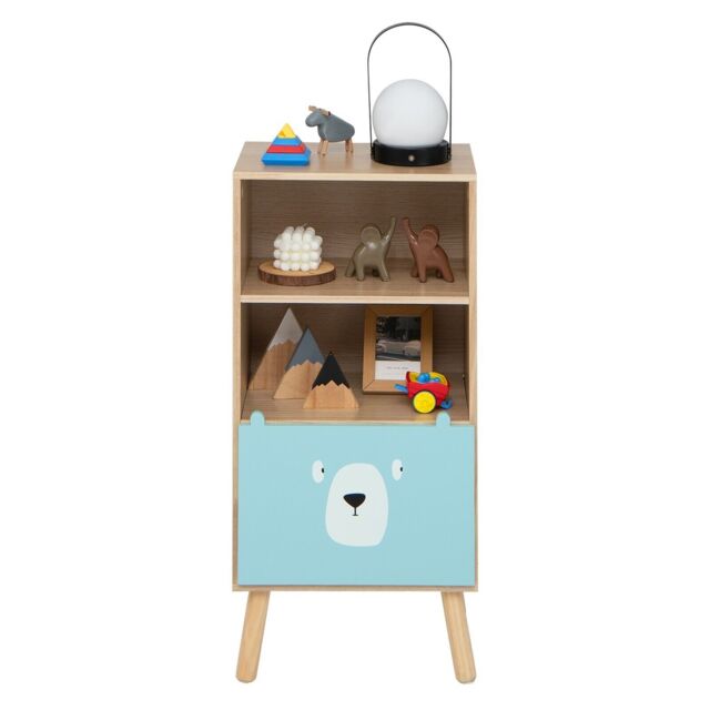 Costway 3-tier Toy Storage Shelf Floor Standing Wood Bookcase w/ Drawer in Brown - image 1