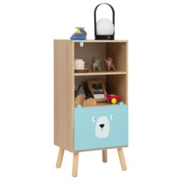 Costway 3-tier Toy Storage Shelf Floor Standing Wood Bookcase w/ Drawer in Brown - thumbnail 5