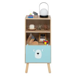 Costway 3-tier Toy Storage Shelf Floor Standing Wood Bookcase w/ Drawer in Brown - thumbnail 1