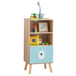 Costway 3-tier Toy Storage Shelf Floor Standing Wood Bookcase w/ Drawer in Brown - thumbnail 6
