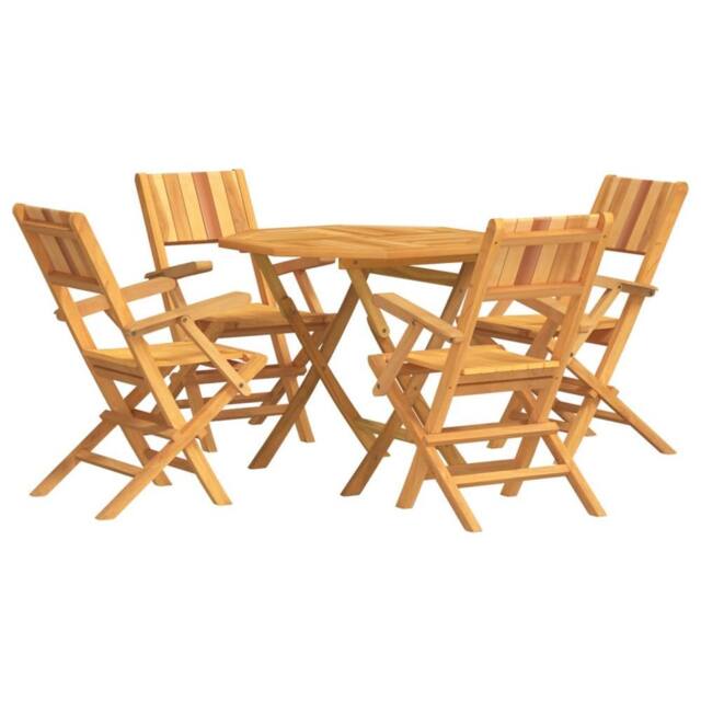 Berkfield Home 5 Piece Garden Dining Set Solid Wood Teak in Brown - image 1