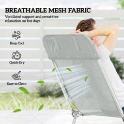 OUTSUNNY 2 Pieces Sun Loungers Foldable Reclining Chair, Light Grey - Size: 180 cm x 60 cm - thumbnail 5