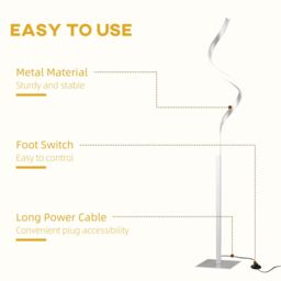 HOMCOM Modern Spiral Floor Lamp Dimmable Standing Lamp for Living Room in Silver - thumbnail 8