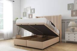 "Comfort Beds Grace Plush Ottoman Bed Base-54"" Wingback Headboard in Stone - Size: Double" - thumbnail 2
