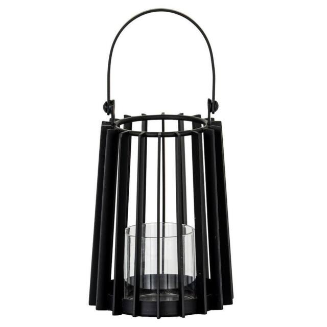 Lemon Pavilion Furniture and Decor Lynk Small Lantern with Handle and Candle Holder L12xW12xH24 cm Black
