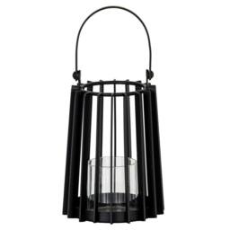 Lemon Pavilion Furniture and Decor Lynk Small Lantern with Handle and Candle Holder L12xW12xH24 cm Black - thumbnail 1