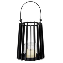 Lemon Pavilion Furniture and Decor Lynk Small Lantern with Handle and Candle Holder L12xW12xH24 cm Black - thumbnail 2