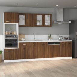 Berkfield Home Microwave Cabinet Brown Oak 60x57x207 cm Engineered Wood - Size: 60 x 57 x 207 cm - thumbnail 3