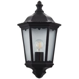 Loops IP44 Outdoor Wall Light Matt Black Traditional Lantern Porch Flush Dimmable Lamp