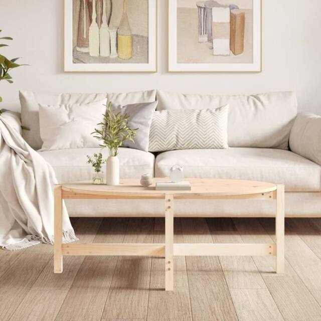Berkfield Home Beautiful Coffee Table 118x63x45 cm Solid Wood Pine in Light Tan - Size: 118 x 63 x 45 cm - image 1