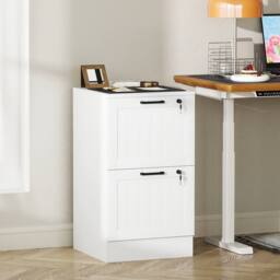 HOMCOM 2 Drawer File Cabinet with Lock & Adjustable Hanging Bars, White - Size: Small - thumbnail 1
