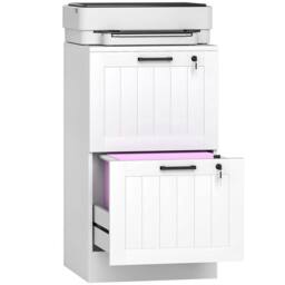 HOMCOM 2 Drawer File Cabinet with Lock & Adjustable Hanging Bars, White - Size: Small - thumbnail 2
