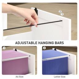 HOMCOM 2 Drawer File Cabinet with Lock & Adjustable Hanging Bars, White - Size: Small - thumbnail 5