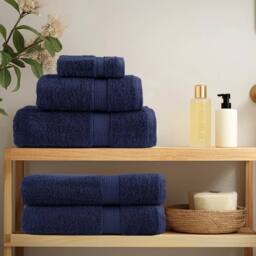 Berkfield Home Premium Towels SOLUND 2pcs Navy Blue 100x200cm 600gsm - thumbnail 3