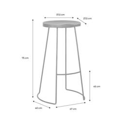 sweeek Pair Of Industrial Metal & Wooden Bar Stools in Light Brown - thumbnail 5