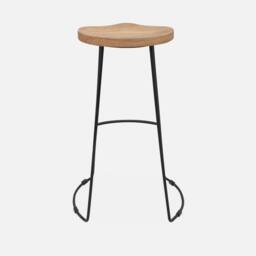 sweeek Pair Of Industrial Metal & Wooden Bar Stools in Light Brown - thumbnail 4
