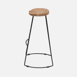 sweeek Pair Of Industrial Metal & Wooden Bar Stools in Light Brown - thumbnail 3
