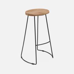 sweeek Pair Of Industrial Metal & Wooden Bar Stools in Light Brown - thumbnail 2