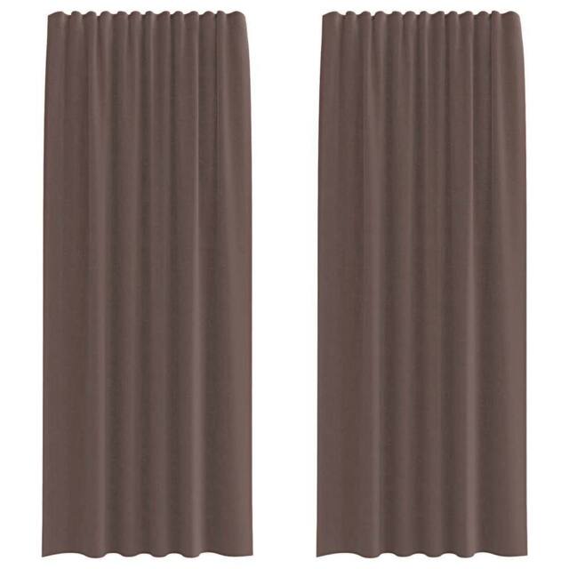Berkfield Home Voile Curtains with Tab Top 2 pcs Brown - image 1