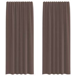 Berkfield Home Voile Curtains with Tab Top 2 pcs Brown - thumbnail 1