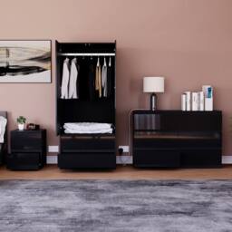 HD Designs Vida Designs Glinton 3 Piece Bedroom Set (2 Drawer Bedside Chest, 6 in Black - thumbnail 3