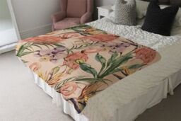 Benjamin Tate Design Tropical Flamingo Blanket in Natural - Size: 120 cm x 150 cm - thumbnail 3