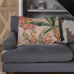 Benjamin Tate Design Tropical Flamingo Blanket in Natural - Size: 120 cm x 150 cm - thumbnail 2