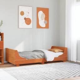 Berkfield Home Modern Bed Frame without Mattress Wax Brown 90x190 cm Single Soli - thumbnail 2