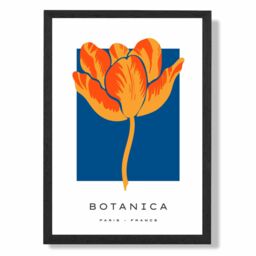 ARTZE Orange & Blue Tulip Flower Market Exhibition Framed Print SIZE: A4 with Black Frame - thumbnail 1