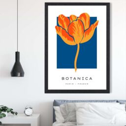 ARTZE Orange & Blue Tulip Flower Market Exhibition Framed Print SIZE: A4 with Black Frame - thumbnail 2