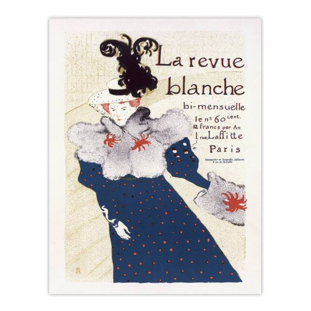 "Artery8 La Revue Blanche Advert Vintage Wall Art Print Toulouse Lautrec in Blue - Size: W24"" x H32""" - image 1