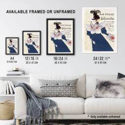 "Artery8 La Revue Blanche Advert Vintage Wall Art Print Toulouse Lautrec in Blue - Size: W24"" x H32""" - thumbnail 3