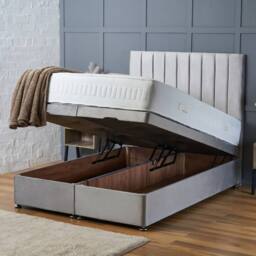 "BSSPOKE Aria Ottoman Divan Bed Plush Velvet 54"" Panel Headboard & No Mattress in Mustard - Size: Small Double" - thumbnail 4