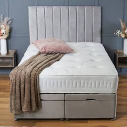 "BSSPOKE Aria Ottoman Divan Bed Plush Velvet 54"" Panel Headboard & No Mattress in Mustard - Size: Small Double" - thumbnail 3