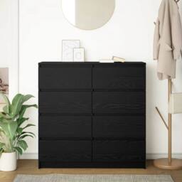 Berkfield Home Sideboard Black Oak 100x35x99 cm Engineered Wood - Size: 100 x 35 x 99 cm - thumbnail 1