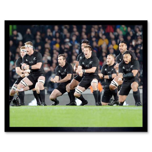 "Artery8 New Zealand Rugby Legends World Cup Haka Photo 12x16"" Framed Art Print in Black - Size: W12"" x H16""" - image 1