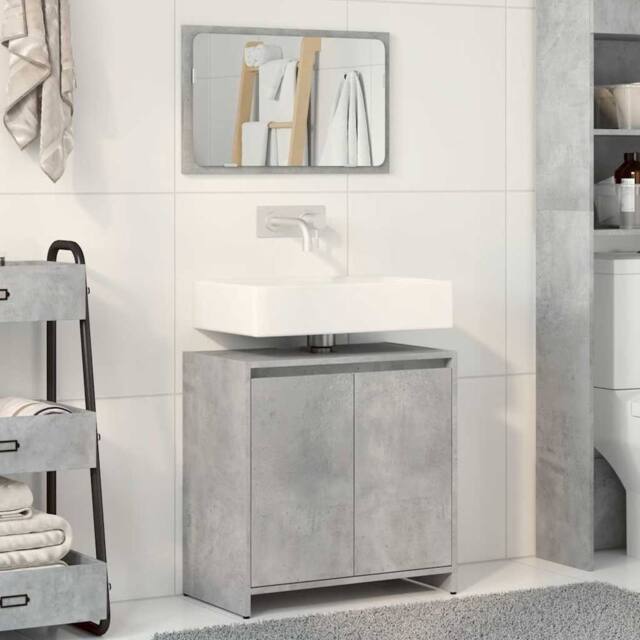 Berkfield Home Durable 2 Piece Bathroom Furniture Set Concrete Grey Engineered Wood - image 1