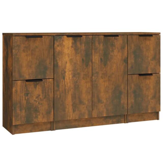 Berkfield Home Sideboards 3 pcs Smoked Oak Engineered Wood in Brown - image 1