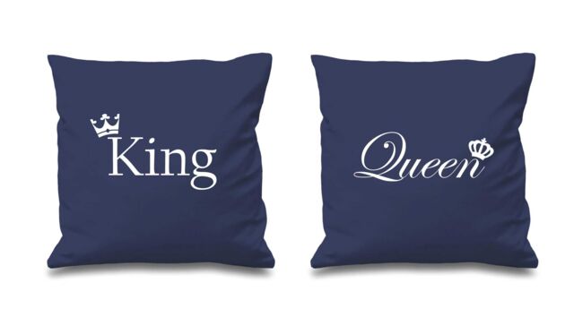 60 SECOND MAKEOVER King & Queen Crown Cushion Covers in Navy - Size: 40 cm x 40 cm