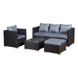 Oseasons Acorn Rattan 5 Seat Lounge Sofa Set in Black - thumbnail 2