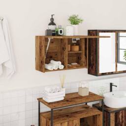 Berkfield Home Decorative Bathroom Wall Cabinet Old Wood 60x25x40 cm Engineered Wood in Brown - Size: 60 x 25 x 40 cm - thumbnail 2