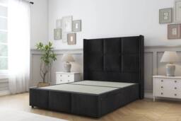 "Comfort Beds Charlie Naples Divan Base No Drawers - 54"" Wingback-Footboard in Black - Size: Small Single" - thumbnail 3
