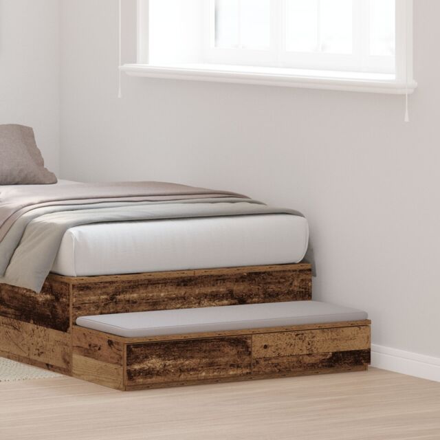 Berkfield Home Bed Drawers in Old Wood - 100x36.5x16.5 cm, Made from Engineered Wood in Brown - Size: 100x36.5x16.5 cm - image 1