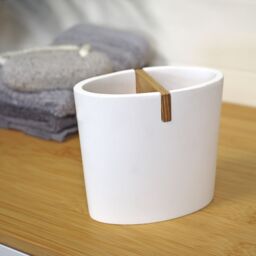 Showerdrape Sonata White & Bamboo 4 Piece Bathroom Accessory Set - thumbnail 5