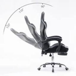 EONLION Gaming Chair Adjustable Ergonomic Gamer Home Office PC Desk Chair in Black - thumbnail 2