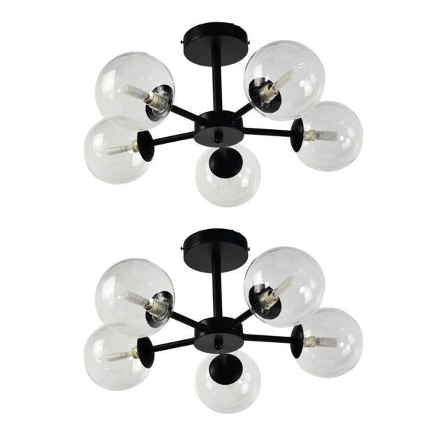 First Choice Lighting Set of 2 Odyssey - Black 5 Light Fittings with Clear Glass Shades - image 1
