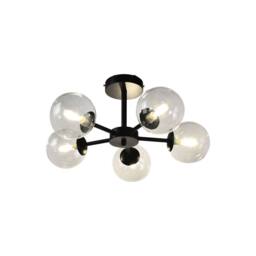 First Choice Lighting Set of 2 Odyssey - Black 5 Light Fittings with Clear Glass Shades - thumbnail 3